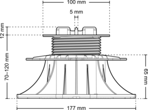 Dimensions sta 070 120 k5 front