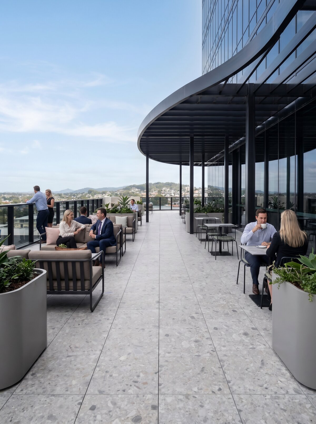 Exclusive rooftop café for office workers in