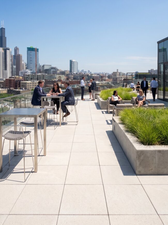 ROOFTOP: Rooftop terrace in a business center in Chicago