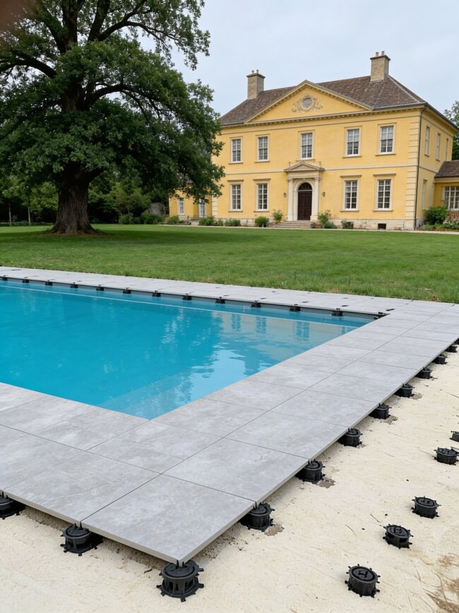 LANDSCAPE ARCHITECTURE: Low-height pool terrace in Sarlat la Canéda