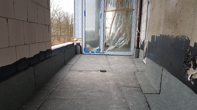 Prepared torch-on membrane for raised deck terrace