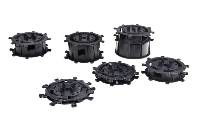 Series of adjustable spiral pedestals for pavers and joists
