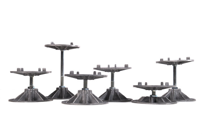 Adjustable metal ALU pedestals for terraces with pavers