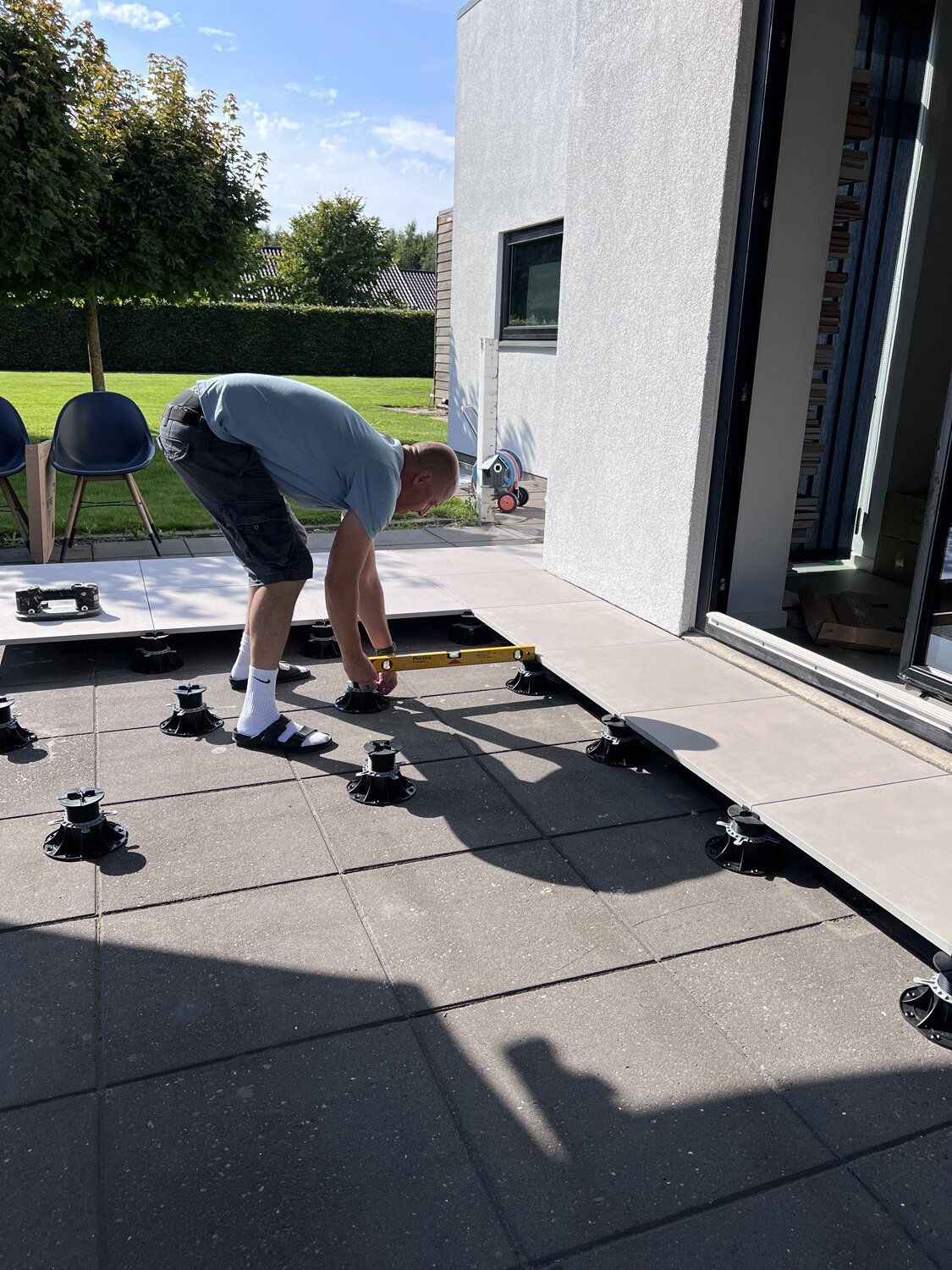 Elevated raised deck terrace on pedestals renovation of a private house in Denmark 4
