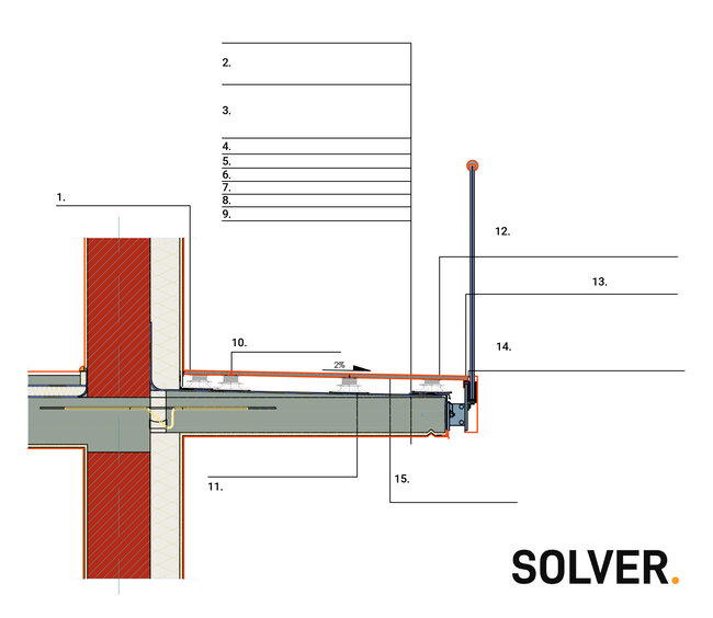 Balcony diagram with slope and pavers