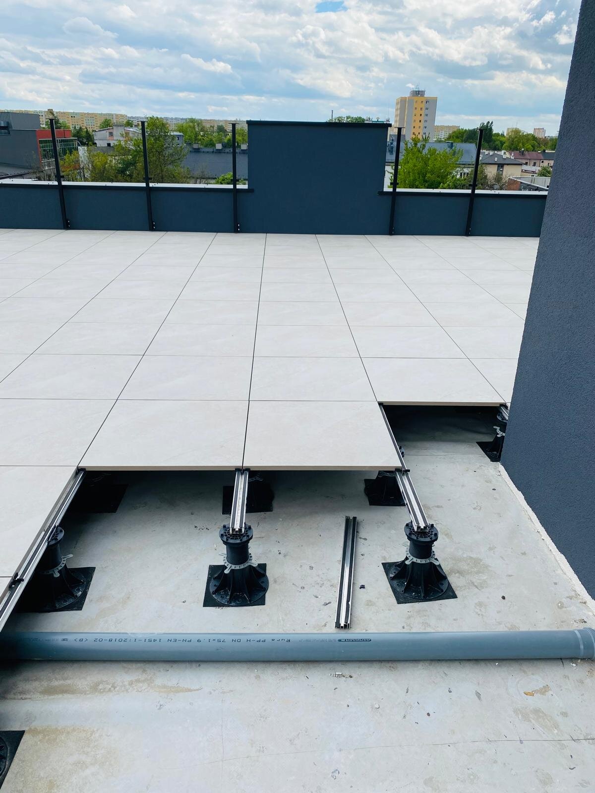 Pavers laid on joists supported by solver pedestals