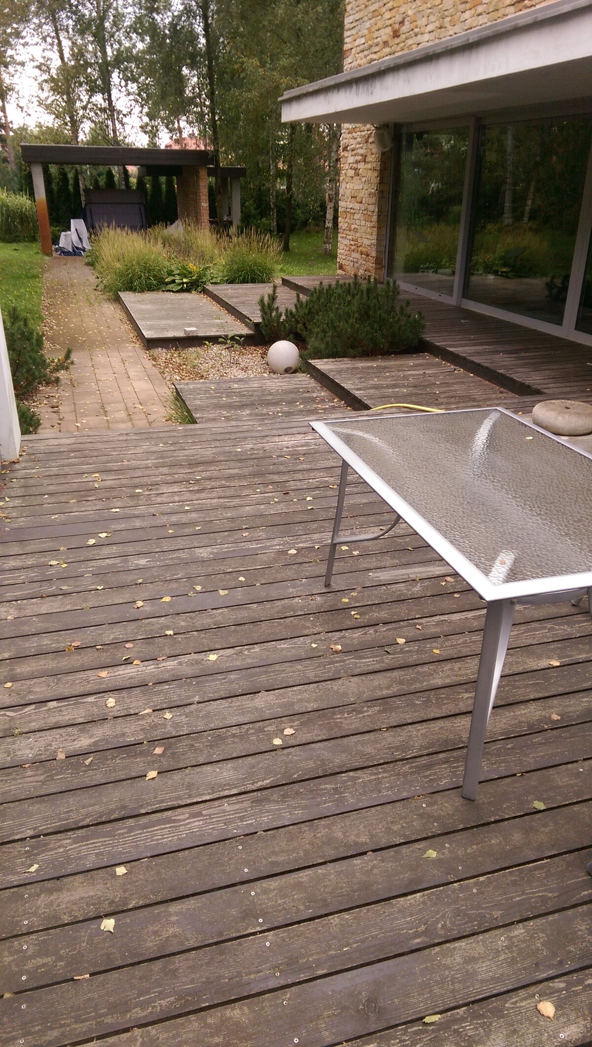 Old wooden terrace before renovation and restoration