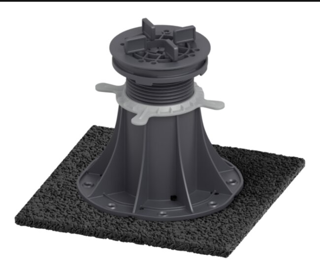 Adjustable terrace pedestal with SBR rubber pad under pavers