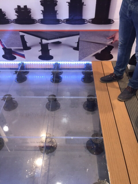 flooring laid on adjustable pedestals inside the building