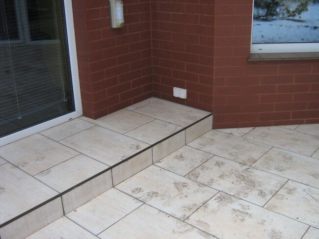 Traditional terrace with pavers glued to the substrate