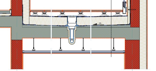 Water drainage diagram in the raised deck terrace system.