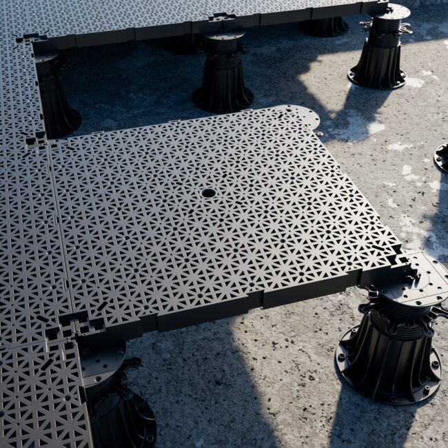Terrace pedestals with substructure grid
