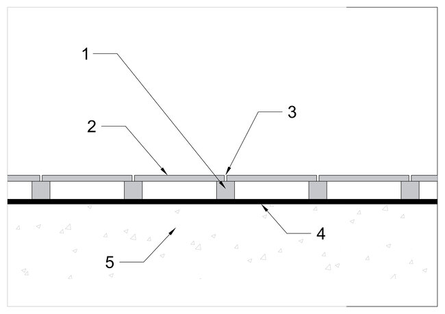 Scheme of operation of a raised deck terrace with marking