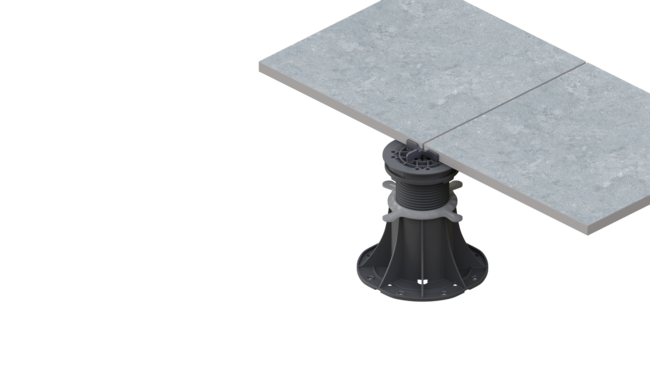 Terrace pedestal leveling ceramic pavers visualization.