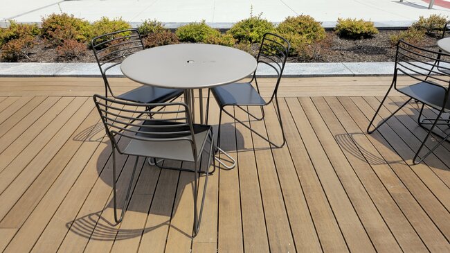 Garden furniture on a composite deck terrace
