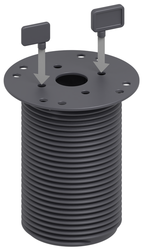 Assembly of spacers for screws in standard pedestals 3 and 5 mm