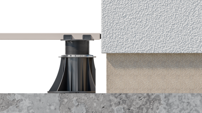 Terrace pedestal solver at the wall with KD accessory