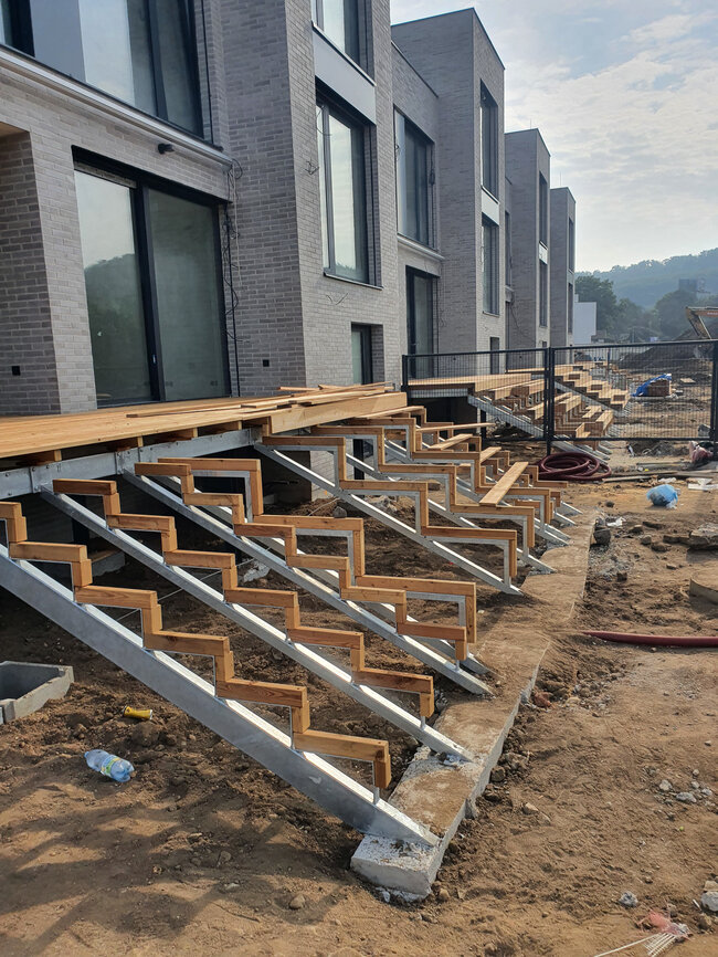 `Steel and wooden structure for terrace stairs`