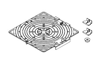 `Technical drawing of the base of a terrace pedestal with accessories`