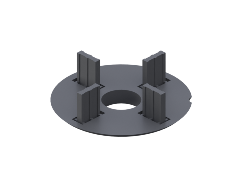 Black plastic tile spacer head for adjustable paver pedestals