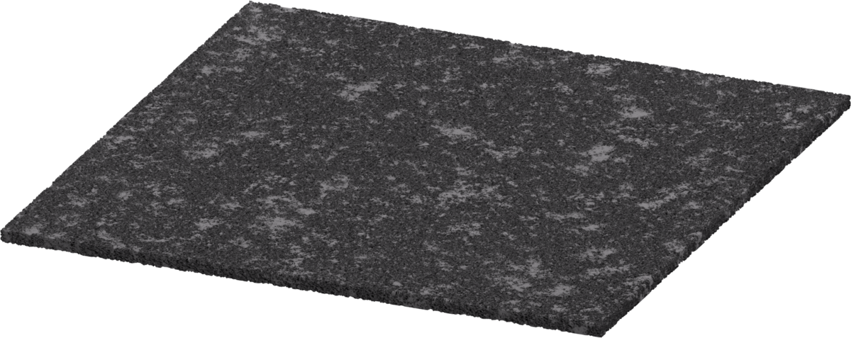 Square anti-vibration rubber pad for adjustable pedestal support on a white background.